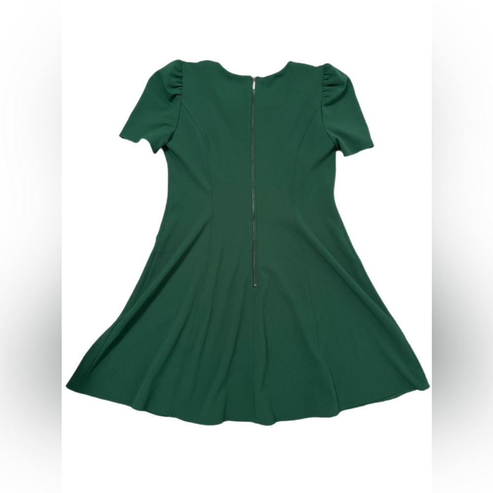 Karl Lagerfeld Paris Emerald Green Puff Sleeve Fit & Flare Dress - Size 12 - Picture 3 of 7